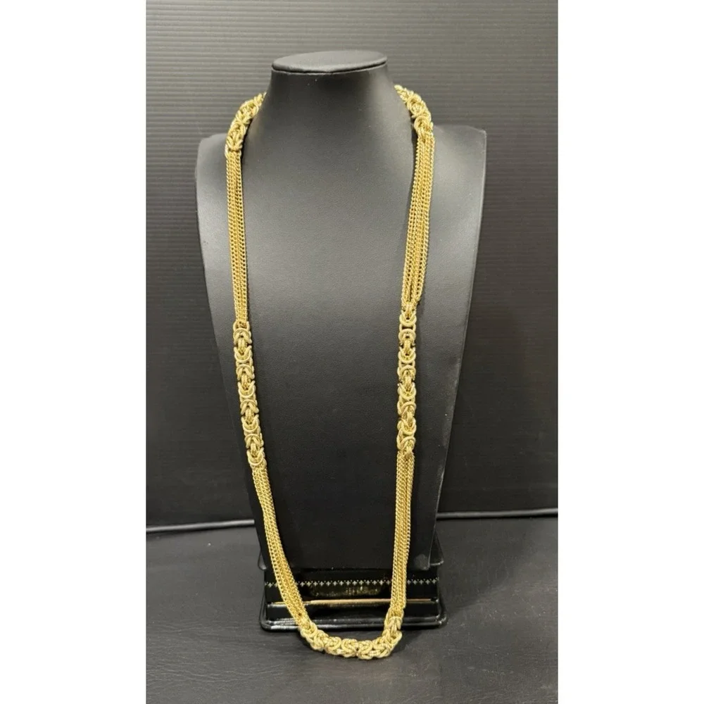 Vintage Gold Tone Multi Strand and Byzantine Link Chain 34